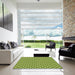 Square Patterned Yellow Green Rug in a Living Room, pat2744grn