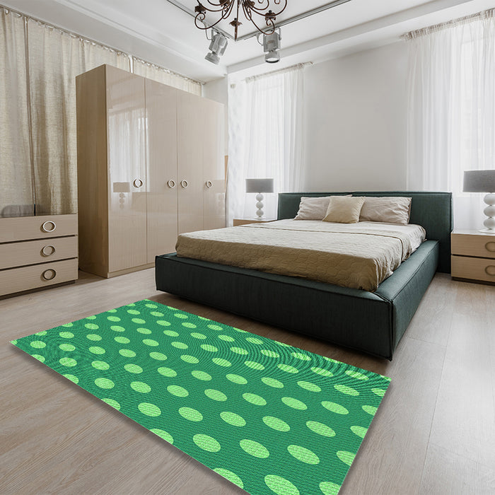 Patterned Neon Green Rug in a Bedroom, pat2746grn