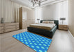 Round Machine Washable Transitional Neon Blue Rug in a Office, wshpat2746lblu