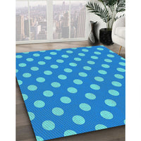 Patterned Neon Blue Rug, pat2746lblu