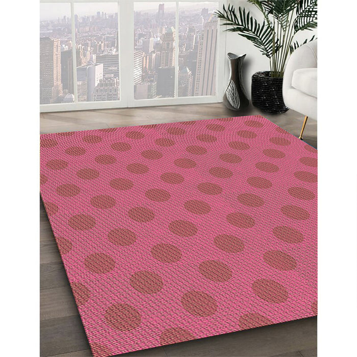 Patterned Red Rug in Family Room, pat2747brn