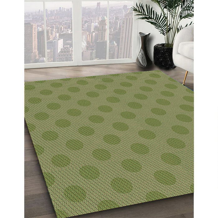 Patterned Yellow Green Rug in Family Room, pat2747grn