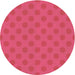 Square Patterned Raspberry Red Rug, pat2747org