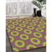 Patterned Green Rug in Family Room, pat2748brn