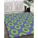 Patterned Green Novelty Rug in Family Room, pat2748