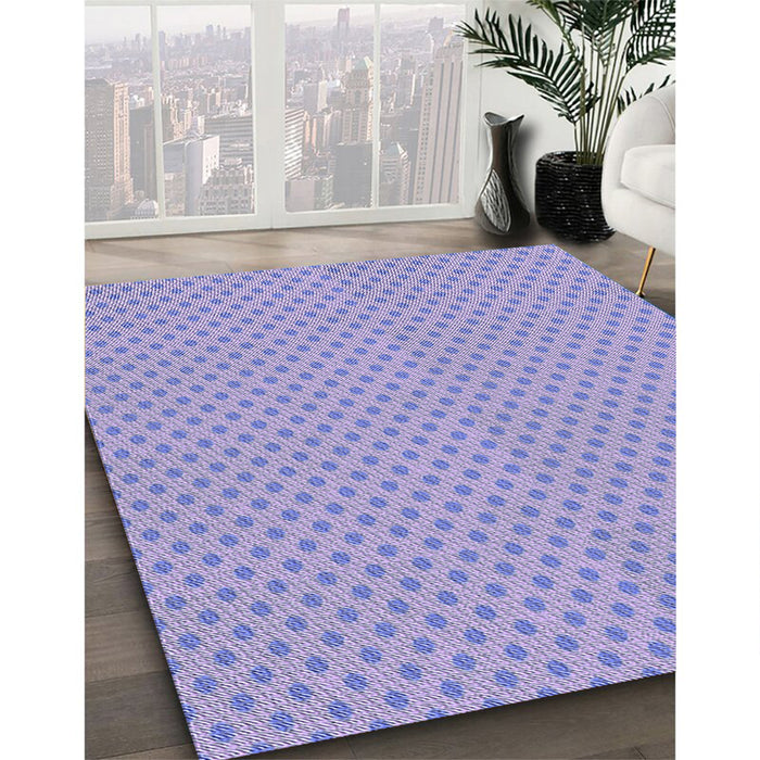 Patterned Medium Slate Blue Rug in Family Room, pat2749blu
