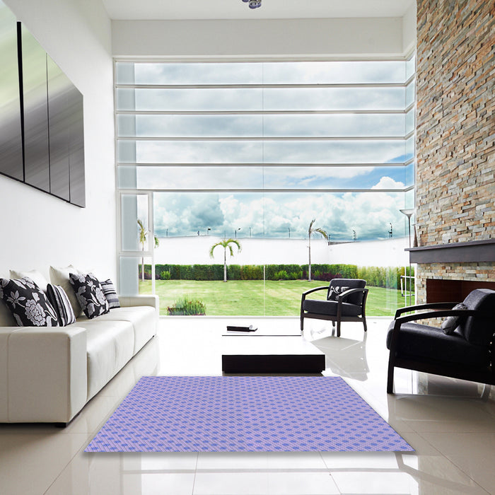 Square Patterned Medium Slate Blue Rug in a Living Room, pat2749blu