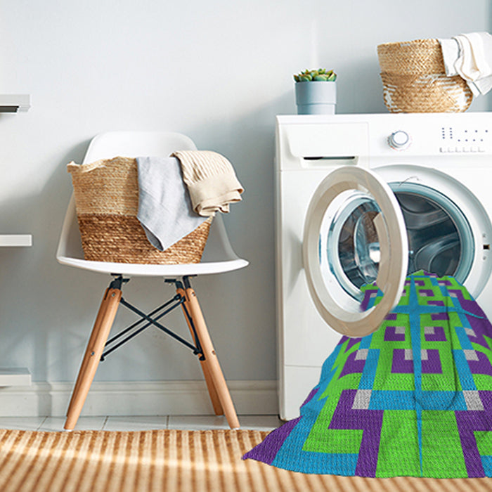 Machine Washable Transitional Slate Blue Rug in a Washing Machine, wshpat274