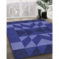 Patterned Denim Dark Blue Rug, pat275blu