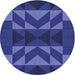 Square Patterned Denim Dark Blue Rug, pat275blu