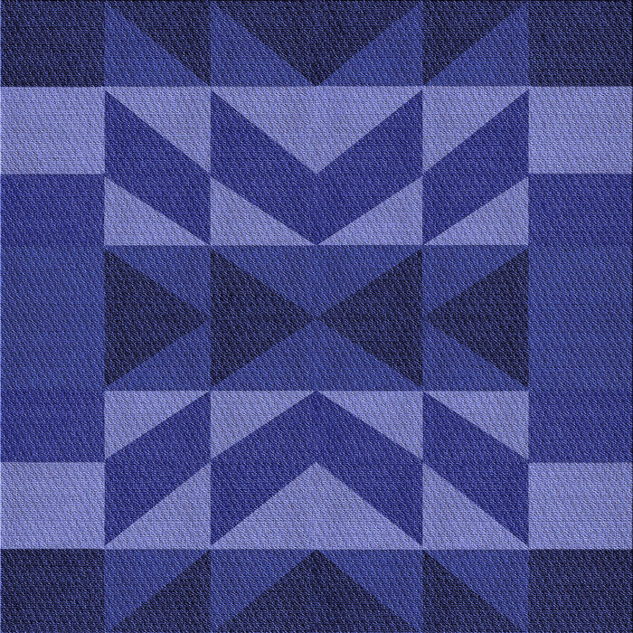 Round Patterned Denim Dark Blue Rug, pat275blu