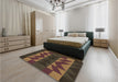 Patterned Light Brown Rug in a Bedroom, pat275brn