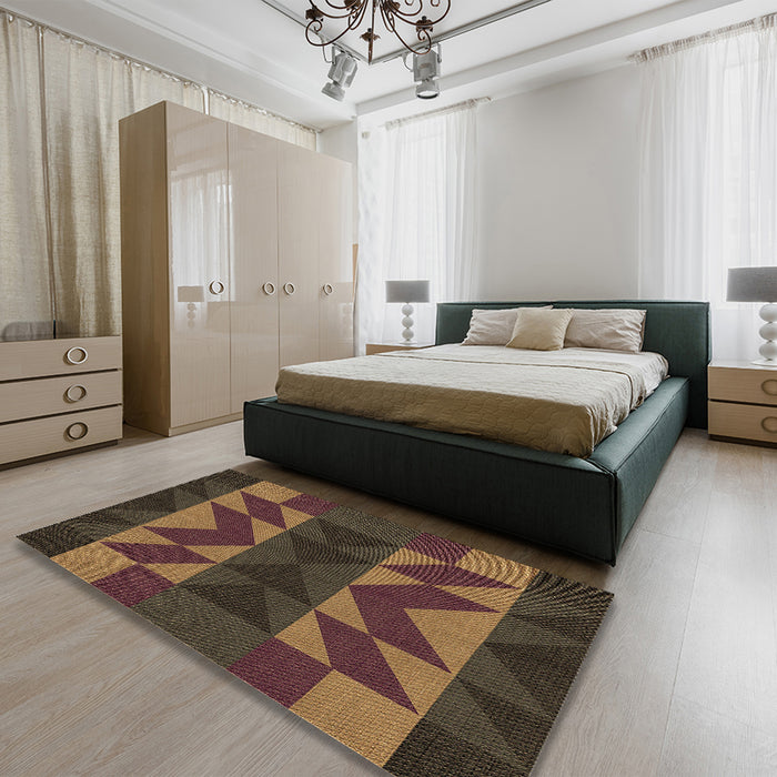 Patterned Light Brown Rug in a Bedroom, pat275brn