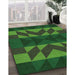 Machine Washable Transitional Dark Forest Green Rug in a Family Room, wshpat275grn