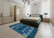 Patterned Blue Ivy Blue Rug in a Bedroom, pat275lblu