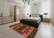 Patterned Sedona Brown Rug in a Bedroom, pat275org