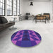 Round Patterned Purple Plum Purple Rug in a Office, pat275pur