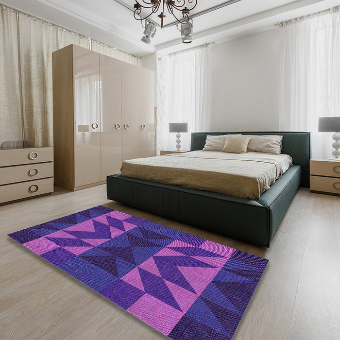 Patterned Purple Plum Purple Rug in a Bedroom, pat275pur