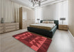 Patterned Cranberry Red Rug in a Bedroom, pat275rd