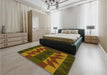 Patterned Red Rug in a Bedroom, pat275yw