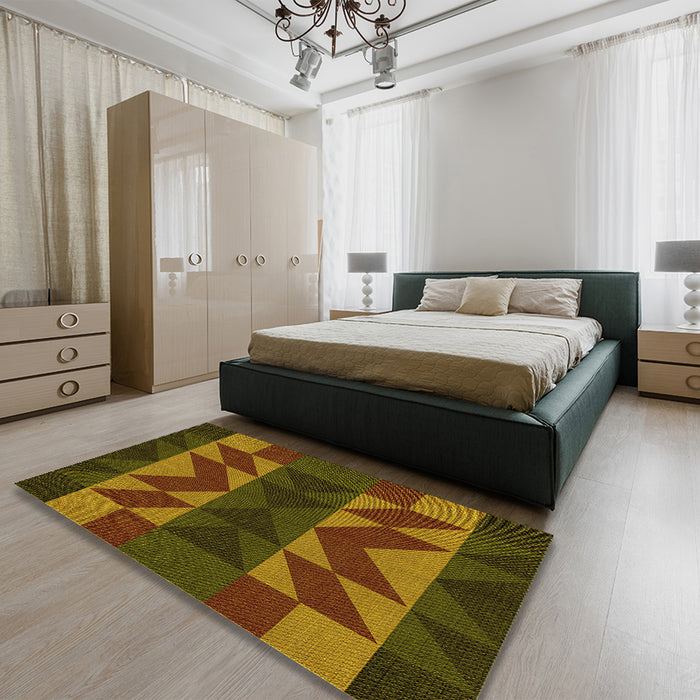 Patterned Red Rug in a Bedroom, pat275yw