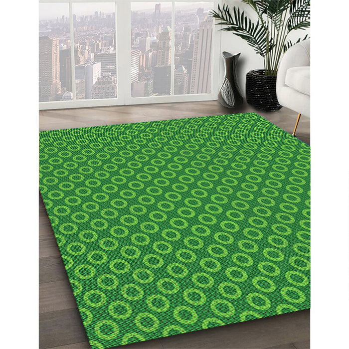 Patterned Green Rug in Family Room, pat2750grn