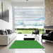 Square Patterned Green Rug in a Living Room, pat2750grn
