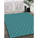 Patterned Dark Cyan Green Rug in Family Room, pat2750lblu
