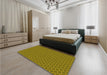 Patterned Dark Bronze Brown Rug in a Bedroom, pat2750yw