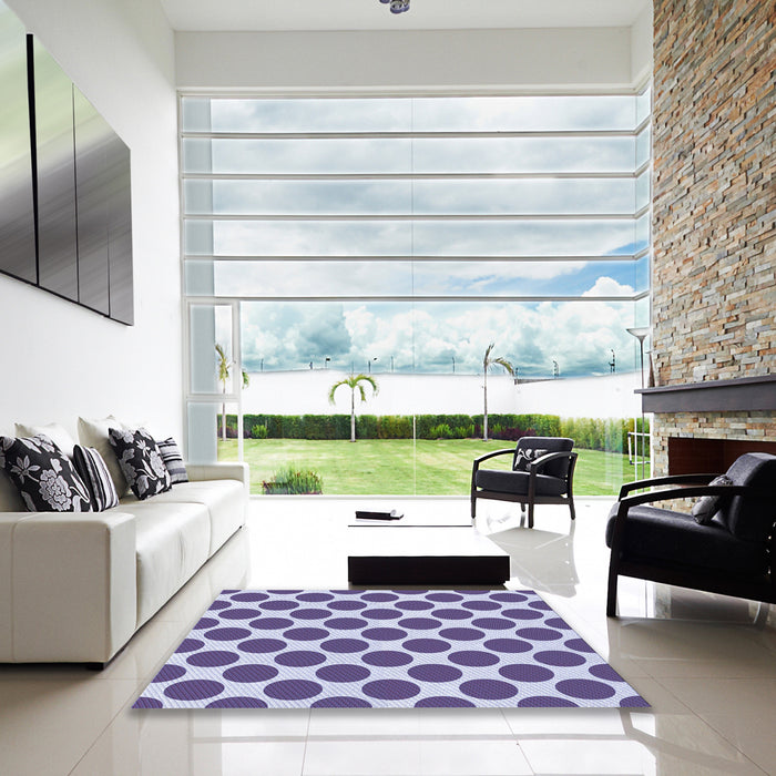Square Patterned Bright Grape Purple Rug in a Living Room, pat2751blu