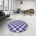 Round Patterned Bright Grape Purple Rug in a Office, pat2751blu