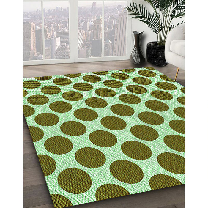 Patterned Dark Bronze Brown Rug in Family Room, pat2751grn