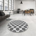 Round Patterned Ash Gray Rug in a Office, pat2751gry