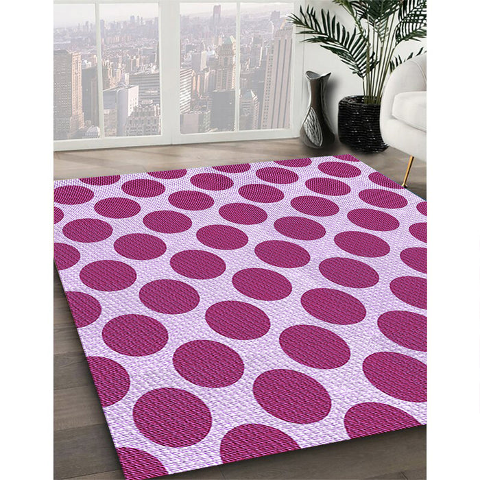 Patterned Deep Pink Rug in Family Room, pat2751pur