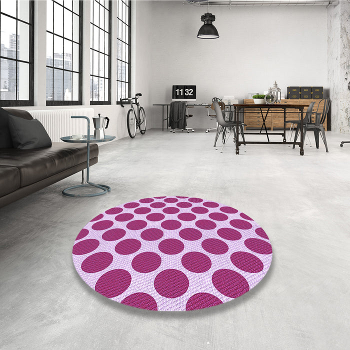 Round Patterned Deep Pink Rug in a Office, pat2751pur