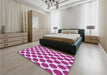 Patterned Deep Pink Rug in a Bedroom, pat2751pur