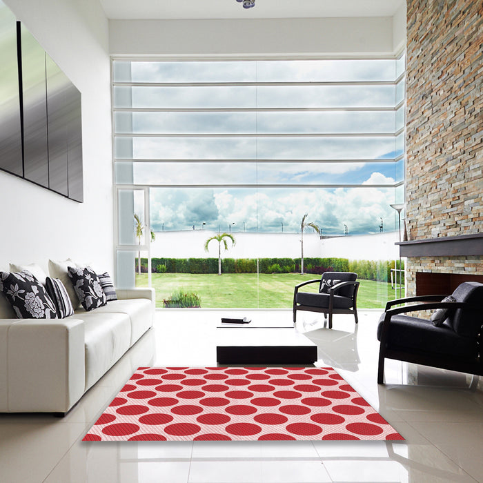 Square Patterned Pastel Pink Rug in a Living Room, pat2751rd