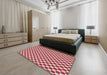 Patterned Red Novelty Rug in a Bedroom, pat2752