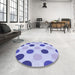 Round Patterned Periwinkle Purple Rug in a Office, pat2753blu