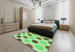 Patterned Green Rug in a Bedroom, pat2753grn