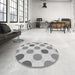 Round Patterned Gray Rug in a Office, pat2753gry