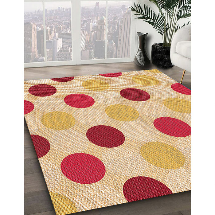 Patterned Bright Orange Rug in Family Room, pat2753org