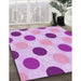 Patterned Blossom Pink Rug in Family Room, pat2753pur