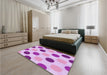 Patterned Blossom Pink Rug in a Bedroom, pat2753pur