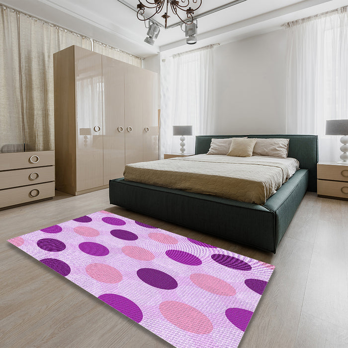 Round Machine Washable Transitional Blossom Pink Rug in a Office, wshpat2753pur