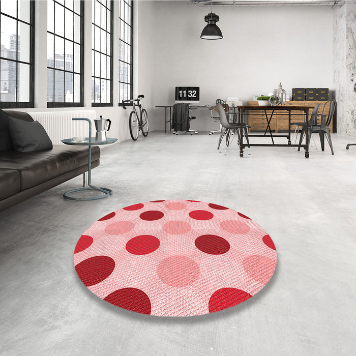 Round Patterned Deep Rose Pink Rug in a Office, pat2753rd