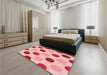 Patterned Deep Rose Pink Rug in a Bedroom, pat2753rd