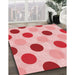 Machine Washable Transitional Deep Rose Pink Rug in a Family Room, wshpat2753rd