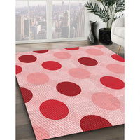 Patterned Deep Rose Pink Rug, pat2753rd