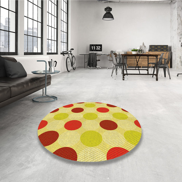 Round Patterned Orange Rug in a Office, pat2753yw